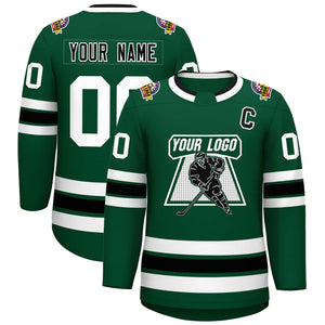 Maillot de hockey de style classique vert noir-blanc personnalisé