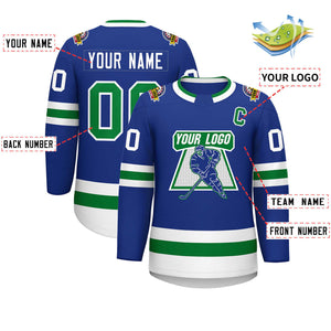 Maillot de hockey personnalisé Royal Kelly vert-blanc de style classique