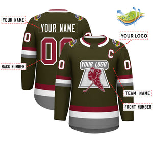 Custom Olive Crimson-White Classic Style Hockey Jersey