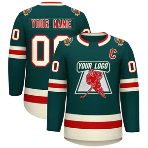 Maillot de hockey personnalisé vert minuit rouge vert minuit-kaki, style classique