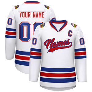 Custom White Red-Royal Classic Style Hockey Jersey