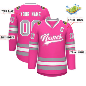 Maillot de hockey de style classique rose blanc rose-gris personnalisé