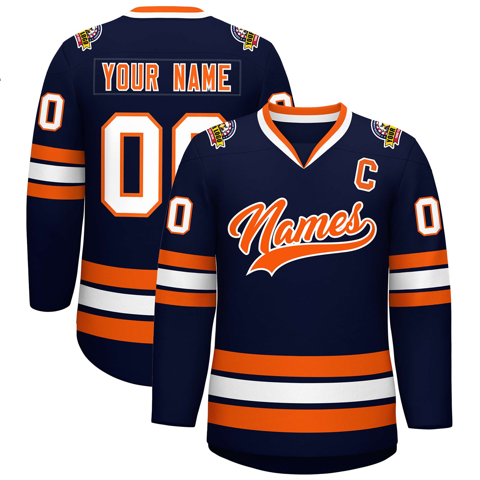 Maillot de hockey de style classique orange-blanc personnalisé