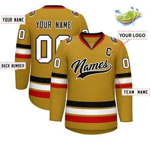 Custom Old Gold Black-White Classic Style Hockey Jersey