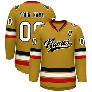 Custom Old Gold Black-White Classic Style Hockey Jersey