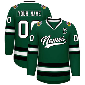 Custom Green White-Black Classic Style Hockey Jersey