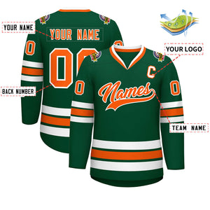 Custom Green Orange-White Classic Style Hockey Jersey