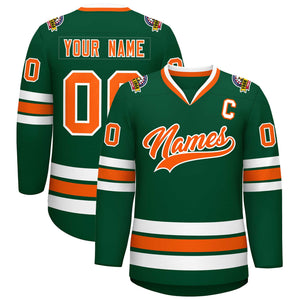 Custom Green Orange-White Classic Style Hockey Jersey