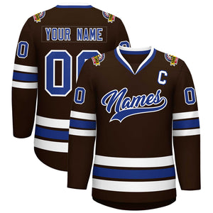 Maillot de hockey de style classique marron Royal-blanc personnalisé