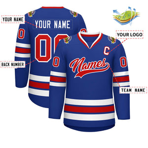 Custom Royal Red-White Classic Style Hockey Jersey