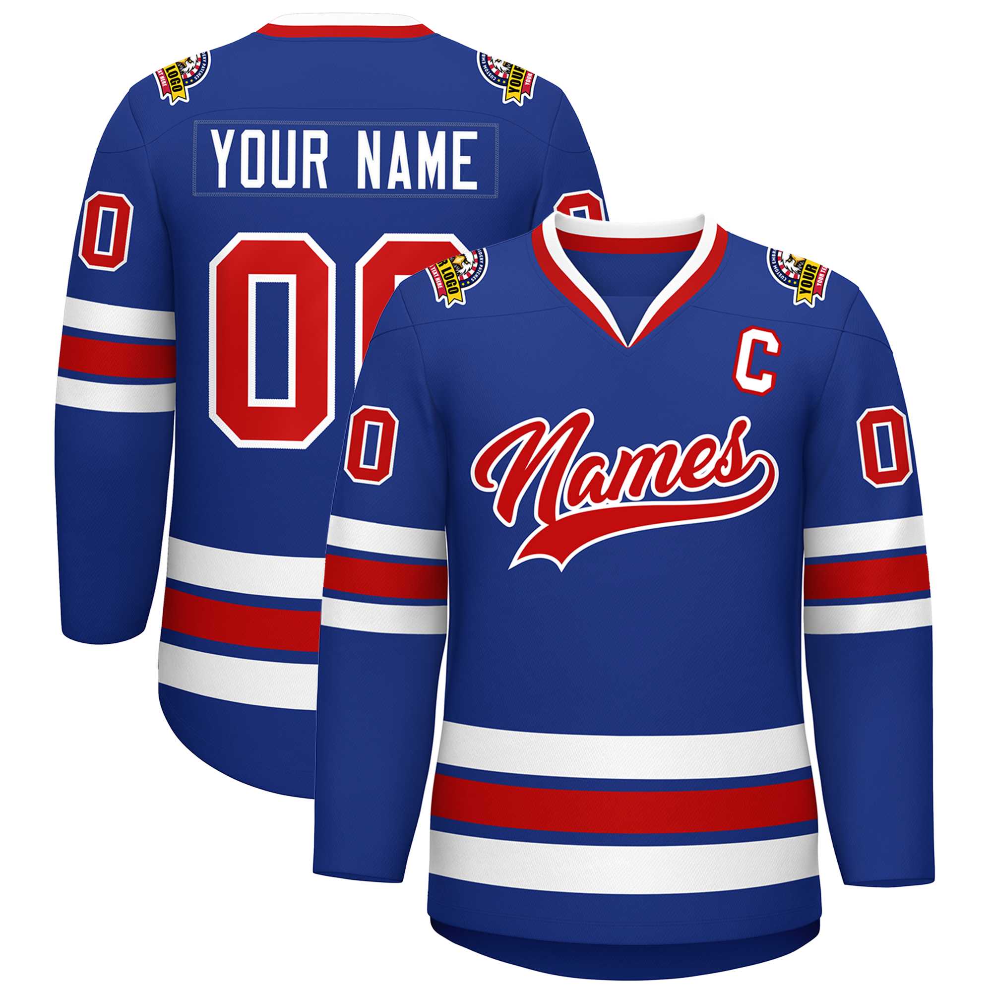 Custom Royal Red-White Classic Style Hockey Jersey