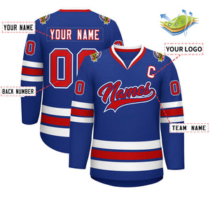 Custom Royal Red Royal-White Classic Style Hockey Jersey