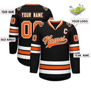 Maillot de hockey de style classique noir orange-blanc personnalisé