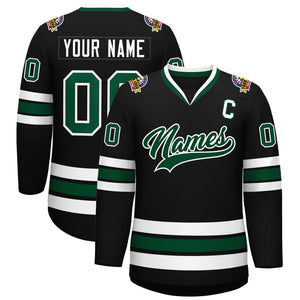 Maillot de hockey de style classique noir vert-blanc personnalisé