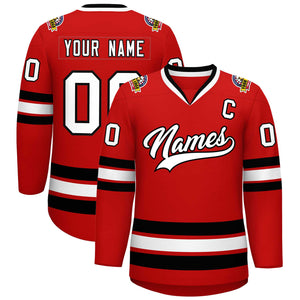 Custom Red White-Black Classic Style Hockey Jersey