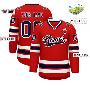 Maillot de hockey de style classique rouge marine-blanc personnalisé