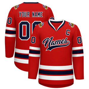 Maillot de hockey de style classique rouge marine-blanc personnalisé