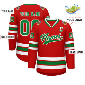 Maillot de hockey de style classique rouge Kelly vert-blanc personnalisé