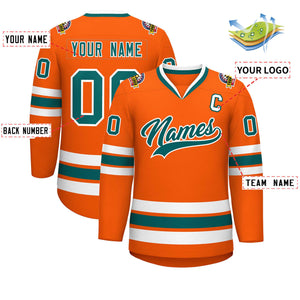 Maillot de hockey de style classique orange Aqua-White personnalisé