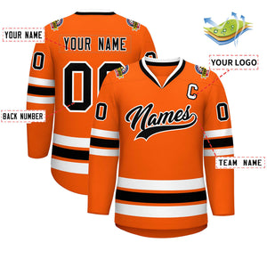 Custom Orange Black-White Classic Style Hockey Jersey