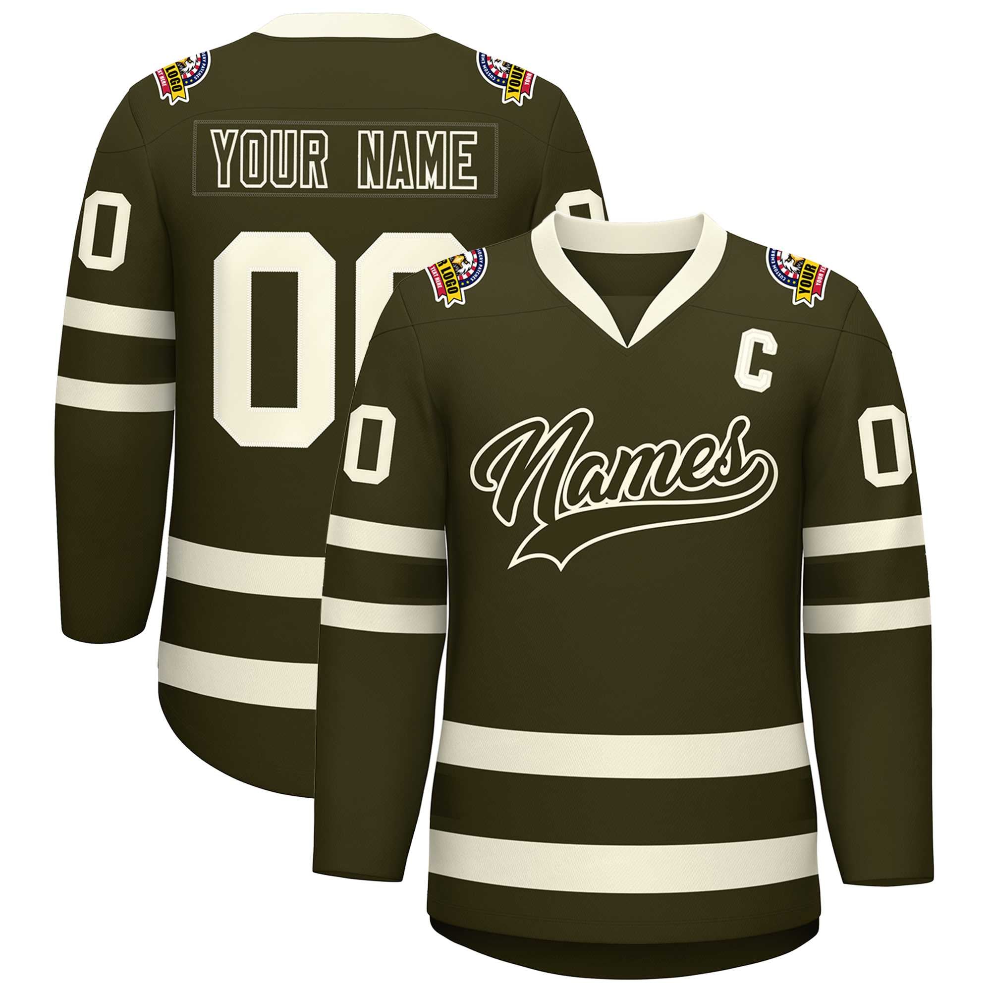 Custom Olive Olive-Khaki Classic Style Hockey Jersey