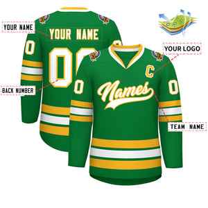 Maillot de hockey de style classique Kelly vert blanc-or personnalisé