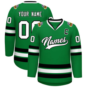 Maillot de hockey de style classique Kelly vert blanc-noir personnalisé