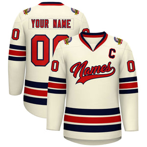 Custom Khaki Red-Navy Classic Style Hockey Jersey