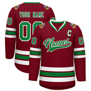 Maillot de hockey personnalisé Crimson Kelly vert-blanc de style classique