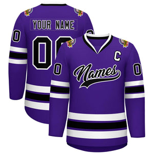 Maillot de hockey de style classique violet noir-blanc personnalisé