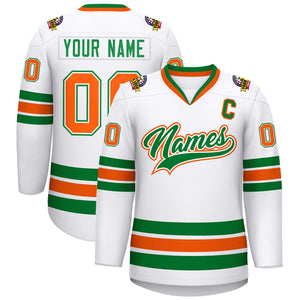 Maillot de hockey personnalisé blanc Kelly vert blanc-Orange, style classique