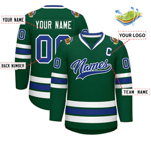 Custom Green Royal-White Classic Style Hockey Jersey