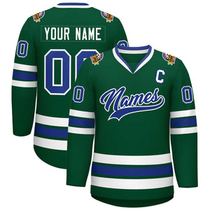 Custom Green Royal-White Classic Style Hockey Jersey