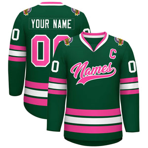 Maillot de hockey de style classique vert rose-blanc personnalisé