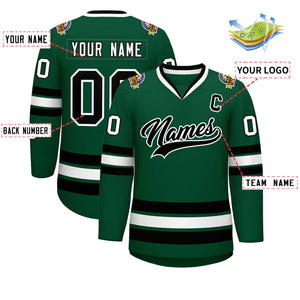 Maillot de hockey de style classique vert noir-blanc personnalisé