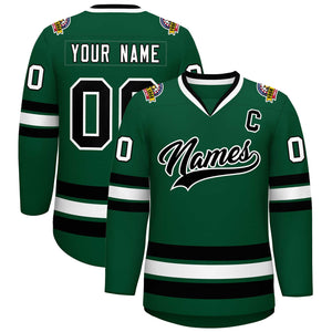 Maillot de hockey de style classique vert noir-blanc personnalisé