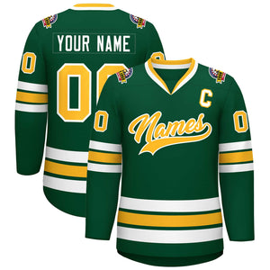 Maillot de hockey de style classique vert or-blanc personnalisé