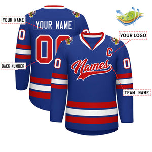 Custom Royal Red-White Classic Style Hockey Jersey