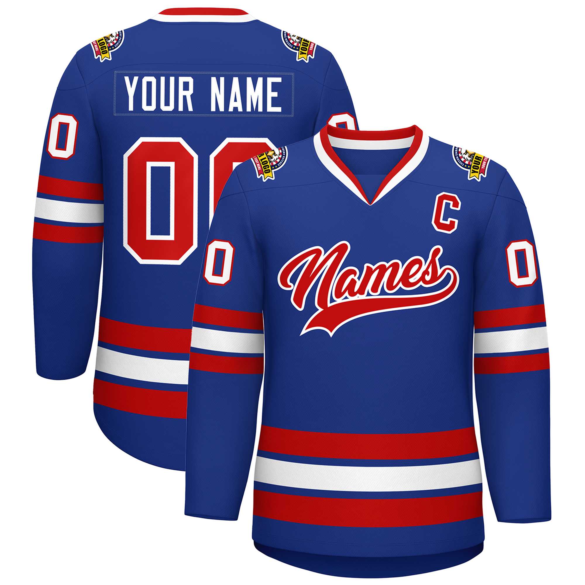 Custom Royal Red-White Classic Style Hockey Jersey