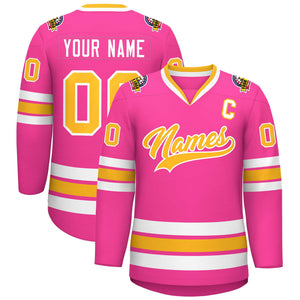 Maillot de hockey de style classique personnalisé en or rose et blanc