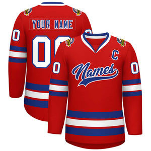 Maillot de hockey de style classique rouge royal-blanc personnalisé