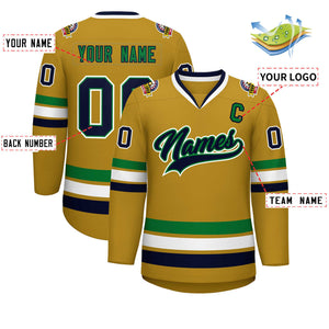 Maillot de hockey personnalisé Old Gold Navy Kelly vert-blanc, Style classique