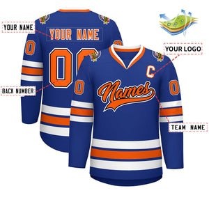 Custom Royal Orange Black-White Classic Style Hockey Jersey