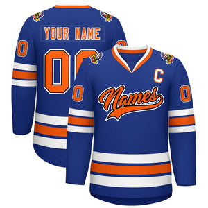 Custom Royal Orange Black-White Classic Style Hockey Jersey