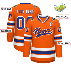 Custom Orange Royal Orange-White Classic Style Hockey Jersey