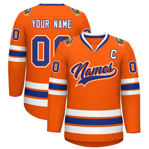 Custom Orange Royal Orange-White Classic Style Hockey Jersey