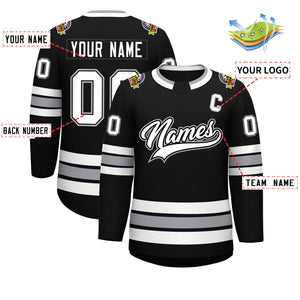 Maillot de hockey de style classique personnalisé noir blanc noir-gris