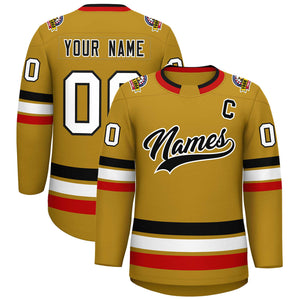 Maillot de hockey de style classique personnalisé Old Gold noir-blanc