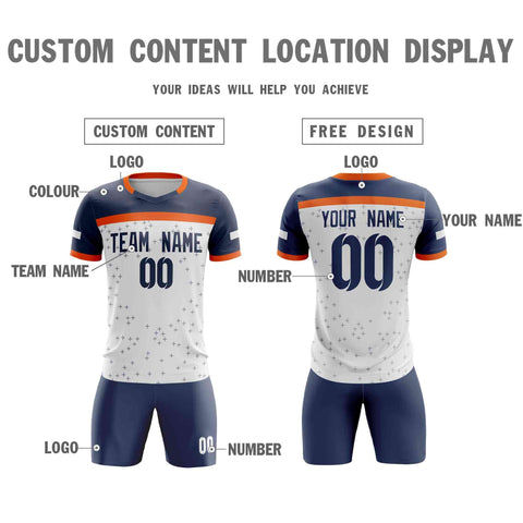 Custom White Navy Breathable Sport Soccer Sets Jersey