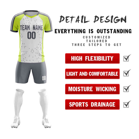 Custom White Gray Breathable Sport Soccer Sets Jersey